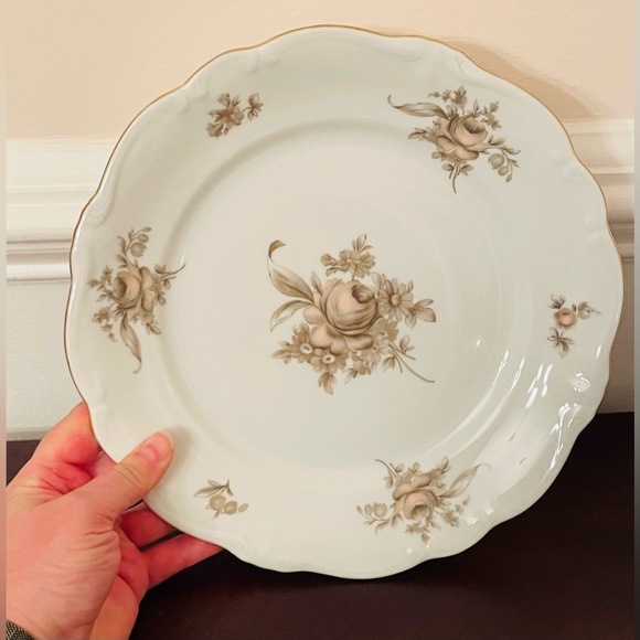 Vintage Johann Haviland Sepia Rose Bavaria Germany 10” Dinner Plates Set of 3 - Picture 2 of 11